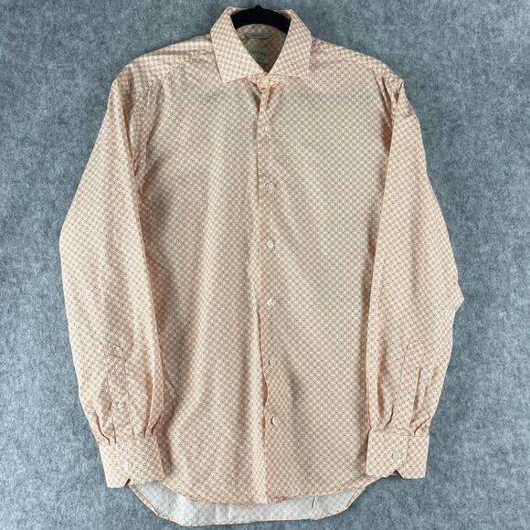 Culturata Dress Shirt Mens 15-3/4 40 Geometric Tailored Fit Button Up Italy Made - Picture 1 of 13